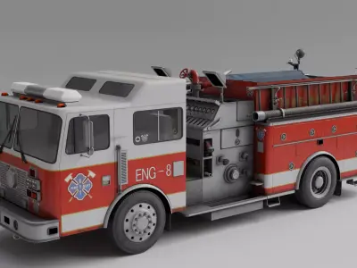 Fire truck lowpoly game ready Low-poly 3D model