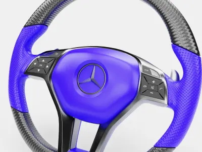 3d Steering Wheel With Blue Cover 3D model