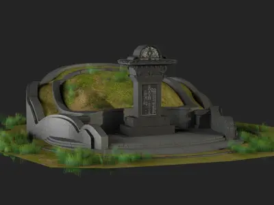 mausoleum stone inscription tomb cemetery Chinese 3D model
