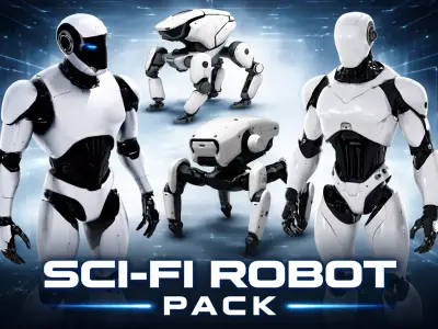 Sci-Fi Robot Pack  Futuristic Humanoid And Quadruped Robots