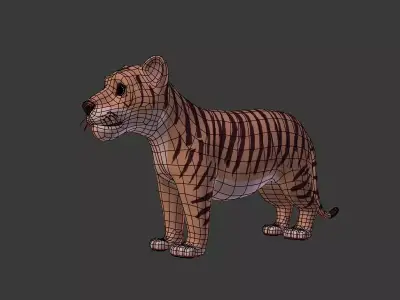 Cartoon Tiger Cub Free low-poly 3D model