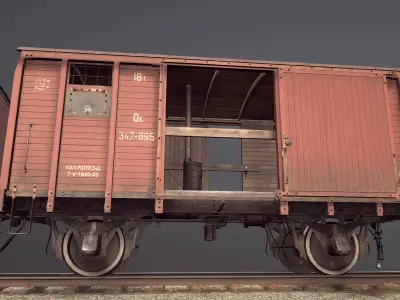 Railway Covered Goods Wagon 18T Vr3 Ok Red Low-poly 3D model