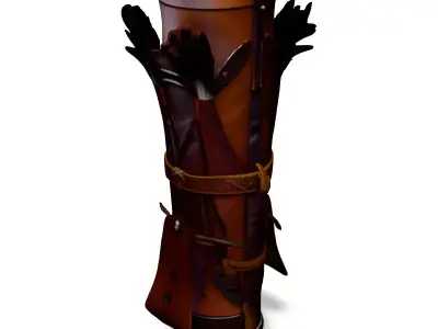 Medieval Leather Quiver with Arrows Low-poly 3D model
