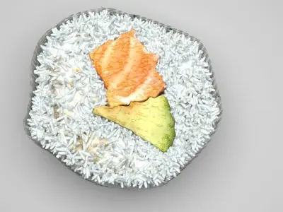 Sushi Roll With Sesame Seeds 3D model
