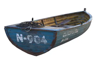 Old Boat low poly PBR texture Low-poly 3D model