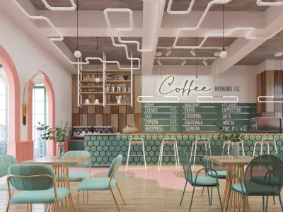 Coffee Brewing Shop Interior 3D model