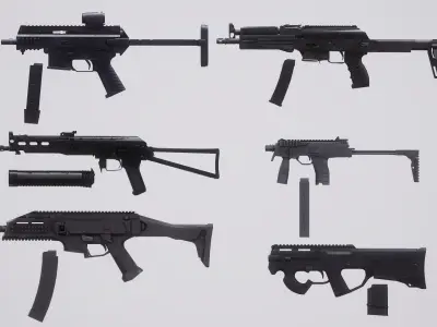 Submachinegun Set 1 gun Low-poly 3D model