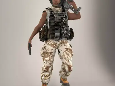 Soldier Ultimate Black Rigged 3D model