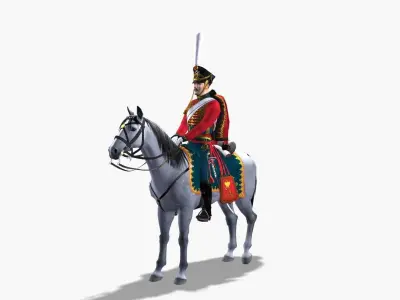 Hussar russian Low-poly 3D model
