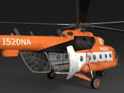Rescue helicopter Low-poly 3D model