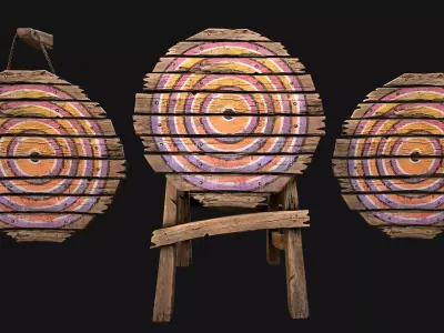 Medieval Wooden Target Furniture Fair Environment Low-poly 3D model