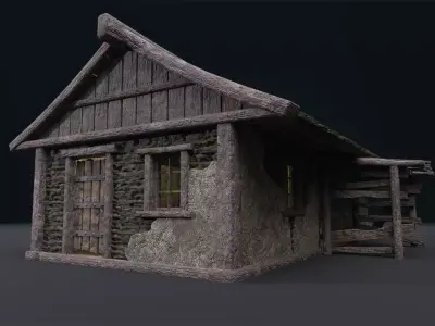 Realistic Medieval House Low-poly 3D model