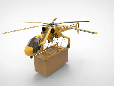 helicopter aerial crane Low-poly 3D model