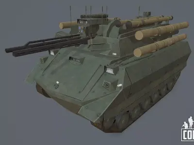 Uran 9 robot Low-poly 3D model