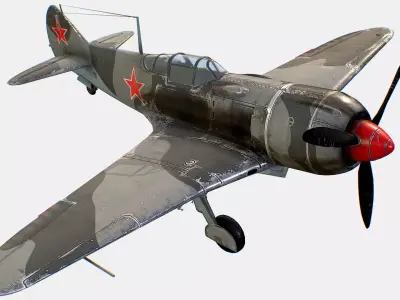 Russian Soviet fighter aircraft Lavochkin La-7 Low-poly 3D model