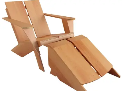 Crate and Barrel outdoor Adirondack Chair and ottoman Low-poly 3D model
