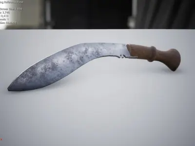 Knife with wooden handle Low-poly 3D model