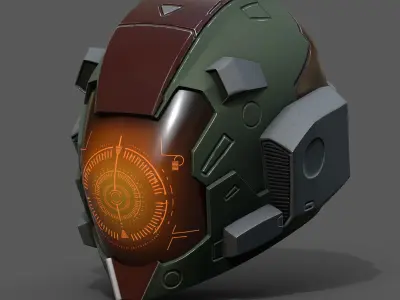 Helmet scifi military combat fantasy cyborg spac low poly  Low-poly 3D model