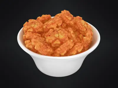 Spicy Rice Crackers in Bowl 3D model