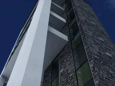 Glass tower city building 3D model