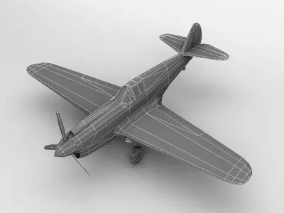 P-40E Warhawk Aircraft LOW Low-poly 3D model