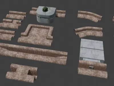 ww2 trench and bunker pack 3D model