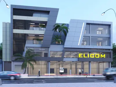 Commercial building 3D exterior Scene 3D model