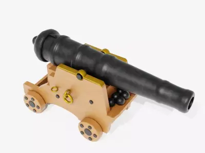 Cannon Gun Low-poly 3D model