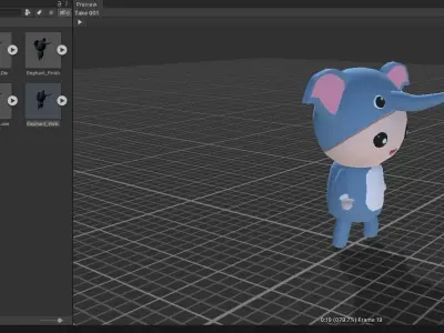 Chibi Elephant Animated For Games Free low-poly 3D model