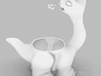 flower pot dinosaur planter pencil holder STL 3D print model