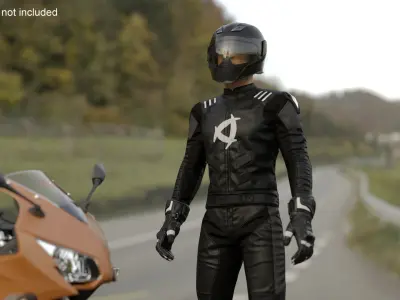 Bike Rider Wearing Protective Riderwear Rigged 3D model