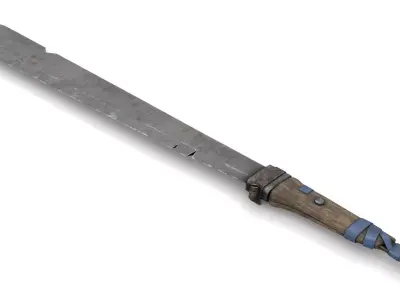 Old Machete with Broken Handle Low-poly 3D model