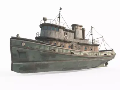 Old sea vessels fishing boats oil tankers 3D model