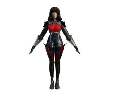 scifi girl Low-poly 3D model