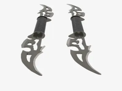 Ninja Dual Weapon Blade Low-poly 3D model