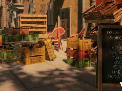 Italian Alley Low-poly 3D model