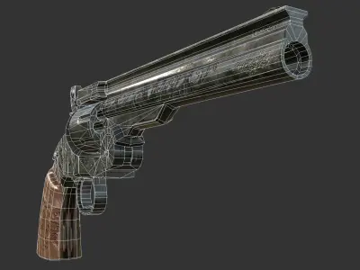 Revolver Gun Low-poly 3D model