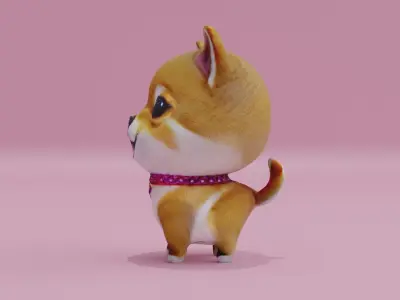 Dog Shiba Inu Puppy kawaii cute Low-poly 3D model