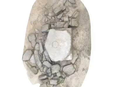 WW2 Gun Casemate Destroyed 2 - High and Low Poly Versions Low-poly 3D model