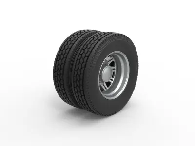 Rear custom wheel of semi truck Version 10 Scale 1 to 25 3D print model