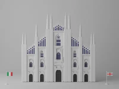 Milan Cathedral Duomo di Milano Facade Low-poly 3D model