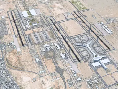 Jeddah - King Abdulaziz Airport 11km Low-poly 3D model
