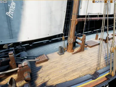 Cutter HMS Alert 1777 Low-poly 3D model