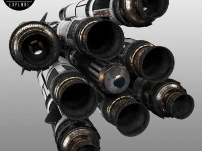 Space sci-fi ship rocket high detail 3D model
