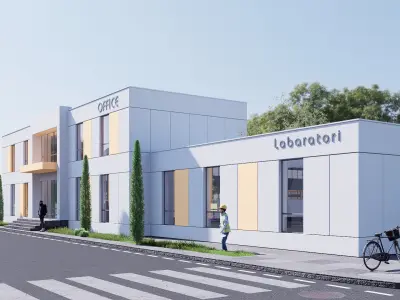 warehouse and office Low-poly 3D model