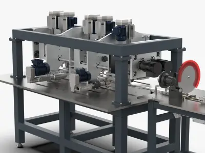 Square Tube Bar Feed Cutting Drilling and Tapping Machine 3D model