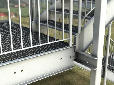 Galvanized Steel stair dwg 3D model