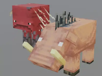 MineCraft Hoglin and Strider - Simple Rig Free low-poly 3D model