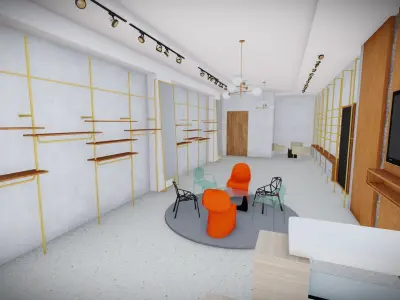 Modern Showroom Interior with Product Stand SketchUp Model 3D model