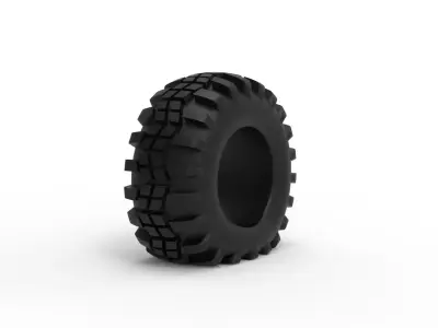 Offroad tire 4 deflated Scale 1 to 25 3D print model